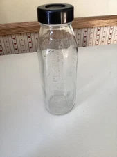 Vintage  Evenflo 8oz Glass Nurser Baby Bottle w Black Lid & Disc Cap