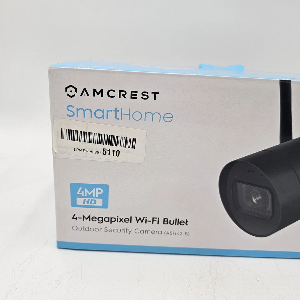 Amcrest SmartHome 4MP Outdoor Wi-Fi Bullet Security Camera - Black (ASH42B) - Image 2 of 4