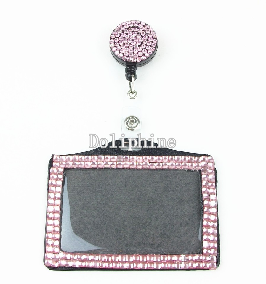 Bling Multi Colors Rhinestone Retractable Reel with Horizontal Badge ...