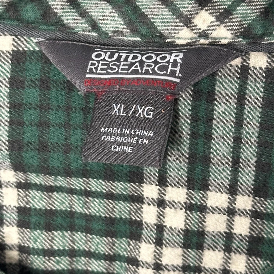 Outdoor Research Button Up Shirt XL Green Plaid Mens Long Sleeve Organic Cotton - Image 4 of 4