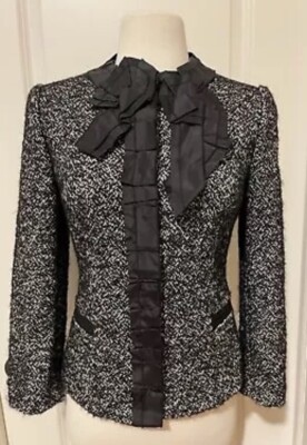 Dolce & Gabbana Tweed Black Ribbon Detail Blazer/ Jacket Sz