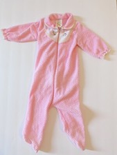 VINTAGE ANTIQUE Baby Terry 80s Pink Girl Sleeper Medium 6m 1970s Zipper Cloth