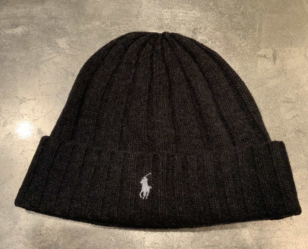 Cappello berretto Polo Ralph Lauren grigio W bianco pony luxe maglia a costine O S unisex