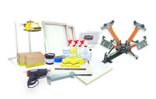 Screen Printing Press 4 color/1station, heat gun, exposure unit equipment kit