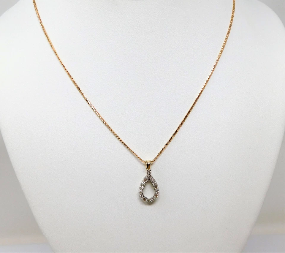 Gargantilla colgante de diamantes lágrima abierta de oro múltiple de 13-14 kt 15 3/4" B4255 Foto 2 de 4