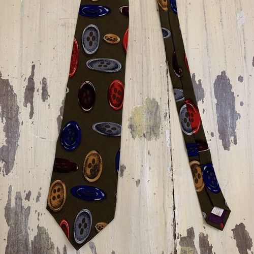 PERRY ELLIS - Brown Shirt-Button Design Italian Silk 3.75” Wide Neck Tie - Picture 2 of 12