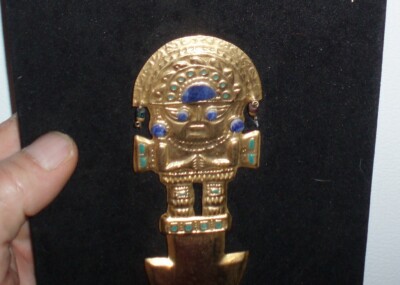 VINTAGE INCA BRASS DAGGER IDOL GOD CULTURES ETHNICITIES PERU SKY PEOPLE