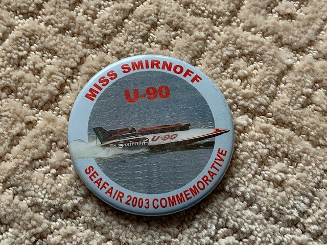 SEAFAIR BOAT CLUB 2003 MISS SMIRNOFF COMMEMORATIVE HYDROPLANE BUTTON  PIN