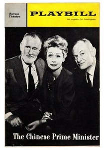 THE CHINESE PRIME MINISTER January 1964 Playbill:  Margaret Leighton, Alan Webb