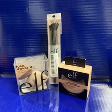 ELF High Definition Powder Soft Luminance + Sponge Set + Putty Bronzer Brush