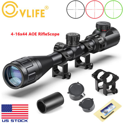4-16x44 AOE Rifle Scope Red/Green Illuminated With Turret Sunshade & Ring Mounts