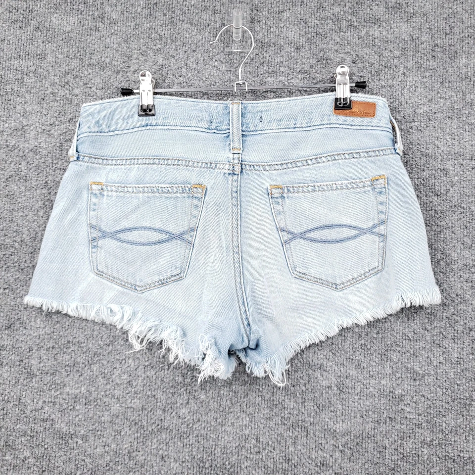 Шорты женские Abercrombie & Fitch 25 синие средняя посадка с вырезом на пуговицах искусственно состаренные - Изображение 2 из 4