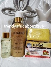 3pcs LUMINE gold Body Lotion, Vitamin Serum  Exfoliating Soap