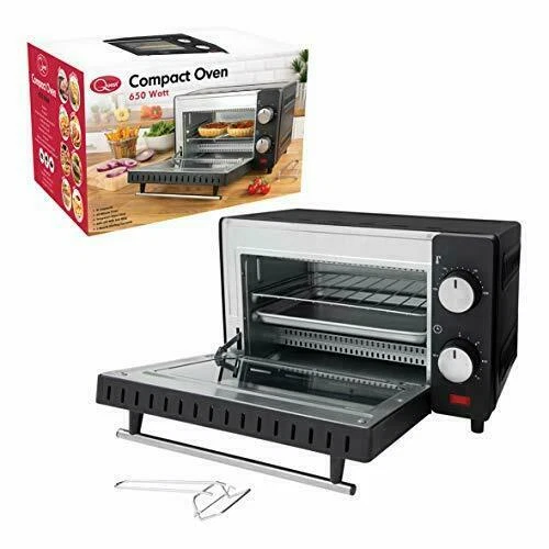 9 Litre Mini Oven and Grill, 100-230°, 60 min Timer Auto Shut Off, 650W, Black