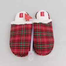 Wondershop Red Tartan Plaid Sherpa Lined Christmas Slippers Unisex Adult Medium
