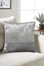 Image of Crushed Velvet Modern Soft Sparkling Cushion Diamante Sofa Beds 1 Cushion Cover