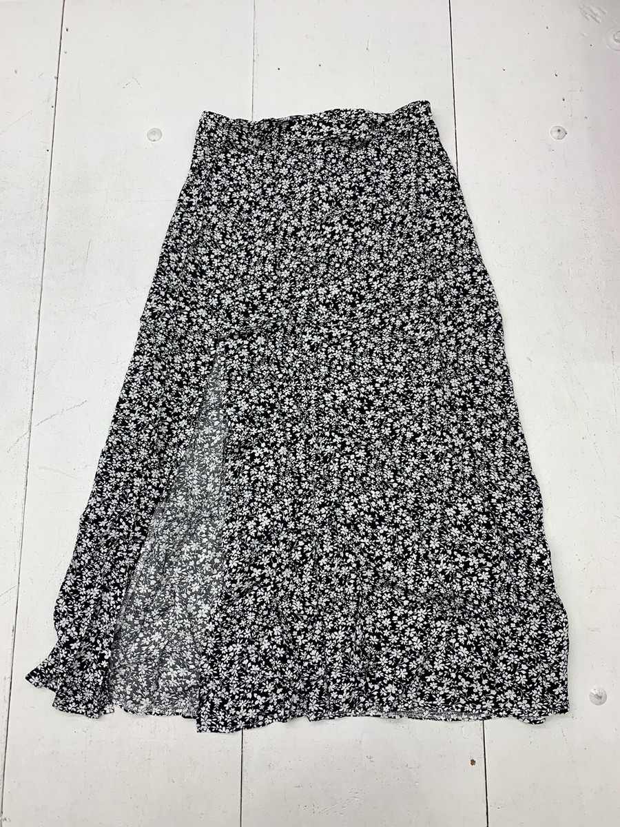 Shein Womens Black White Floral Long Skirt Size Medium | eBay