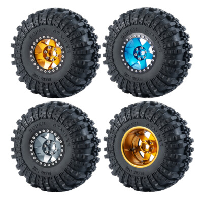 inch CNC Beadlock Wheels Rims Hubs Rubber Tires for Wraith TRX-4 1/10  RC Car