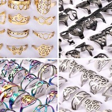 Bulk Lots 40 Style Mix Stainless Steel Wedding Rings Lover Gifts Summer Jewelry