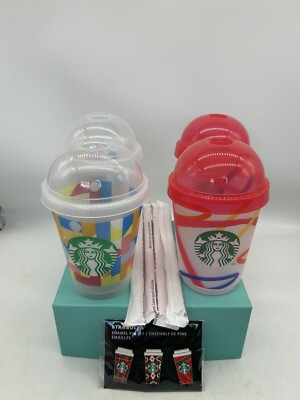 Starbucks Cup X4 Loop & Geometric Straws & 3 Pins Bundle - Reusable Ice Cold