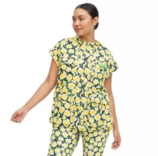 Nylon Pack Yellow Poppy Short Sleeve Hooded Vest DVF Diane Von Furstenberg XS