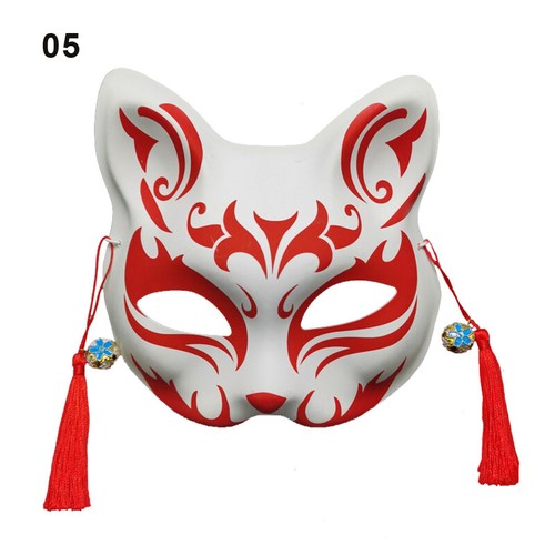Maschera volpe anime mezza faccia maschera gatto maschera Kabuki Kitsune maschera cosplay costume - Foto 16 di 38