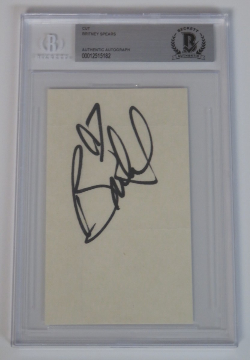 BRITNEY SPEARS Signed Autograph Auto 3x5 Index Card Cut Slab BAS