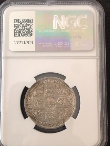 1849 Great Britain Florin 2 Shilling Godless Queen Victoria NGC AU Details - Picture 4 of 4
