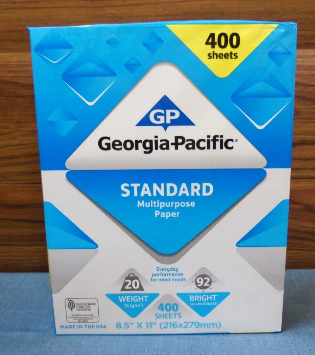 GEORGIA PACIFIC COPY PRINTING PAPER LETTER 8.5 x 11 BRIGHT WHITE 400 Sheets