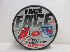 1997 Stanley Cup Playoffs NHL Face to Face NJ Devils & NY Rangers Hockey Puck