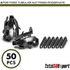 50Pcs Silver Fastener Fender Retainer Clips Tubular Nut for Ford 4.76 mm Metal