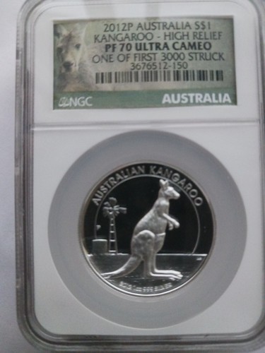 2012 P Australia silver Kangaroo HIGH RELIEF. 1 of 3000 PF 70 Ultra Cam (NGC)
