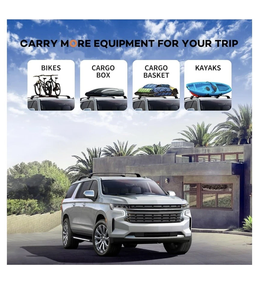 Barras transversales de techo de alta resistencia de 330 lb compatibles con Chevrolet Suburban y Tahoe Foto 2 de 4