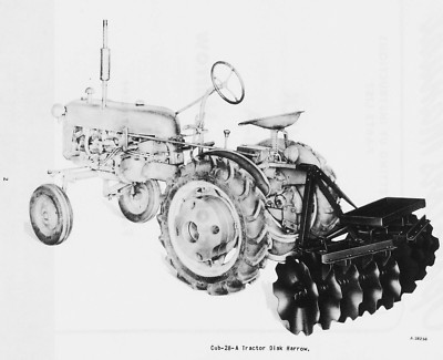 IH McCormick Farmall CUB-28-A Tractor Lift Disk Harrow Owner's + Parts Manual 