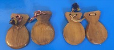 3  Vintage Hand Carved Souvenir Wood Castanets 2 Set / Hand Carved Mexico