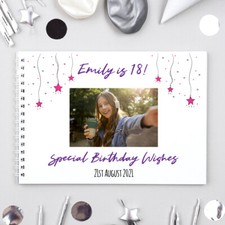 Personalised Stars Photo Birthday Party Guest Book Scrapbook | A5 or A4