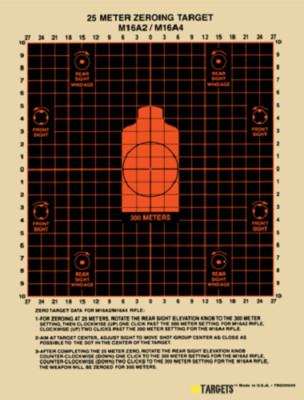 M16A4 target - HD 25 meter zeroing target - splatter (100 per pack) | eBay