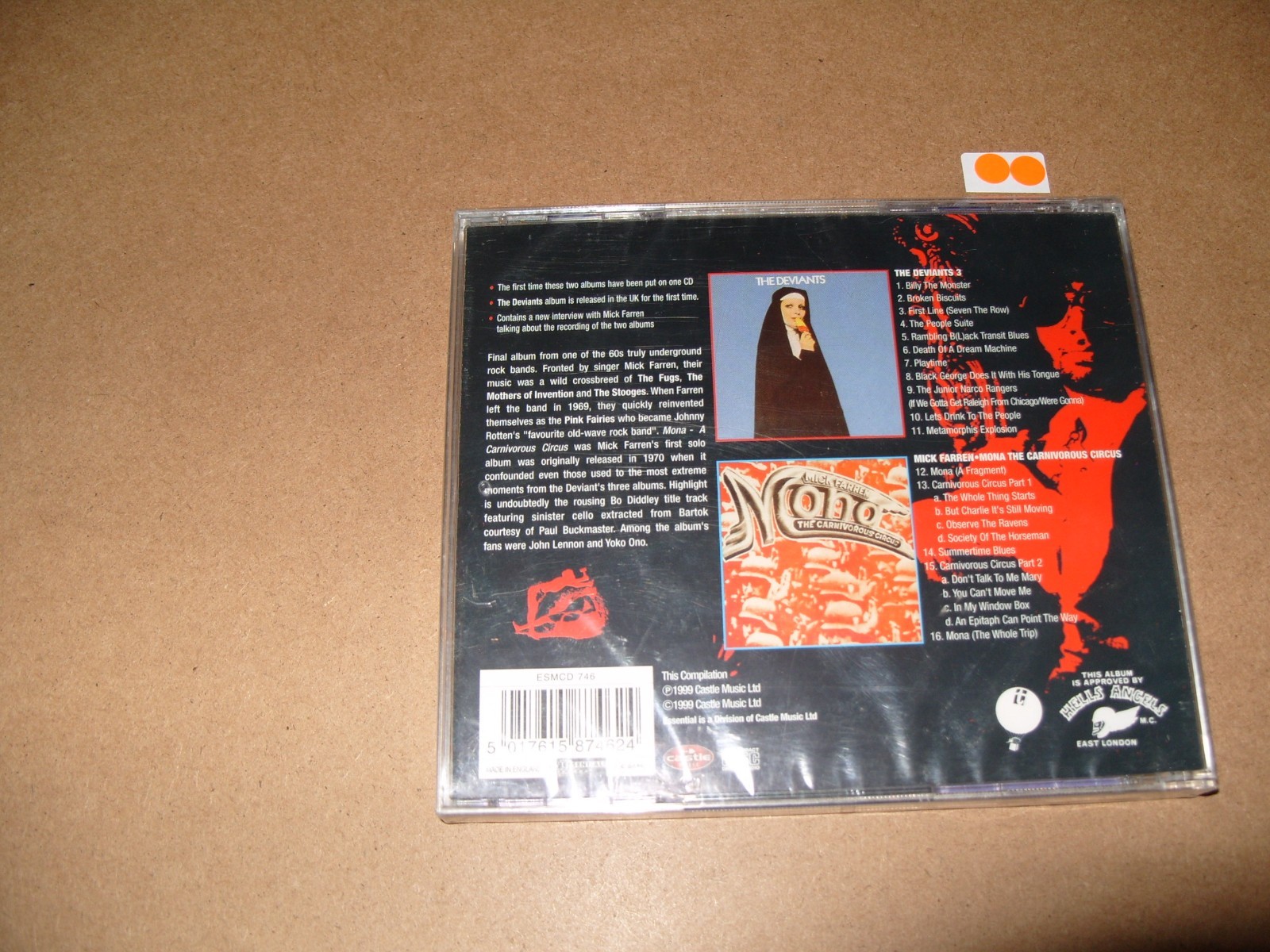 Mick Farren and Deviants Deviants/Mona the Carnivorous Circus cd 1999 New/seal