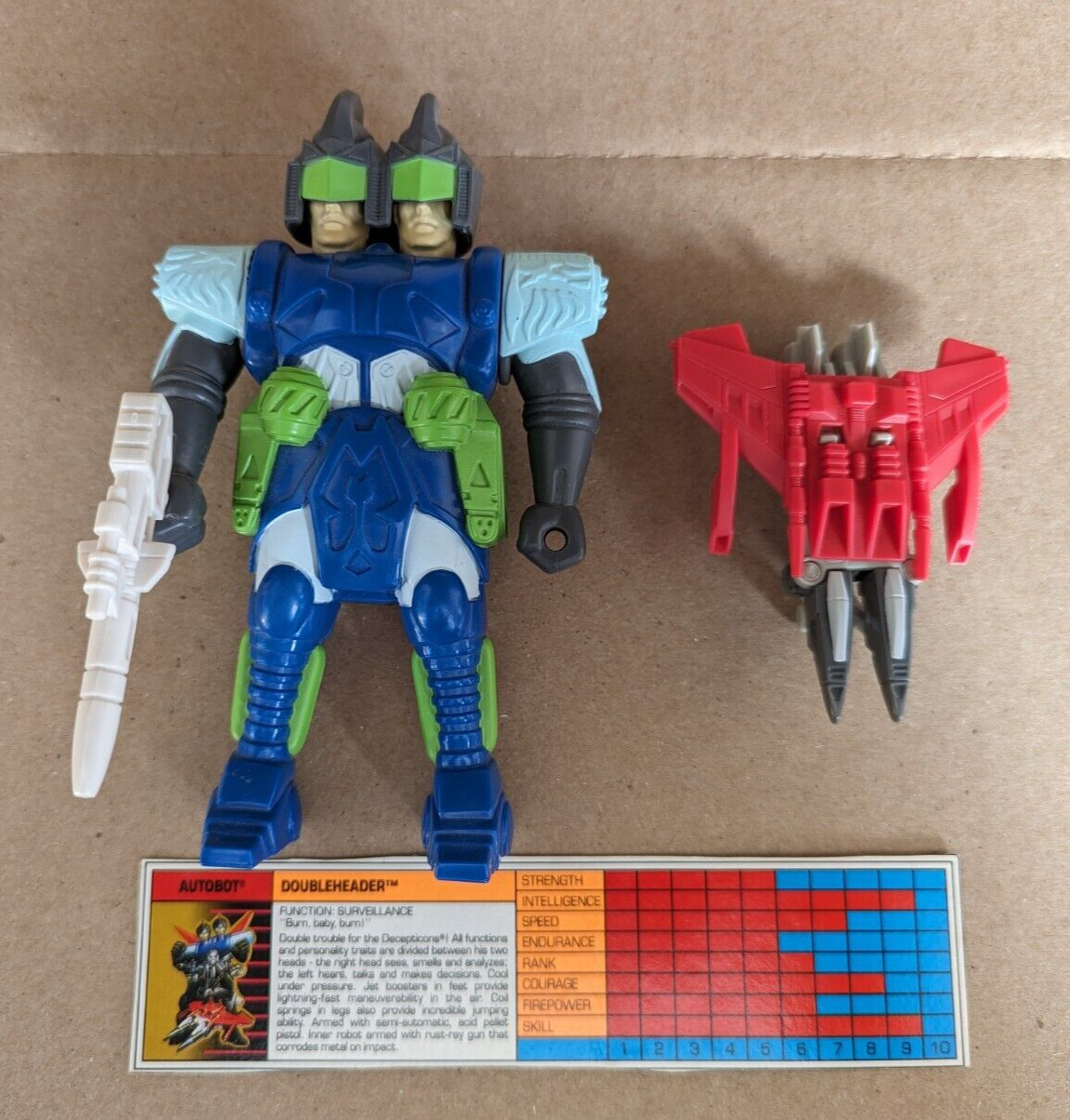 Vintage 1988 Transformers G1 Pretenders DOUBLEHEADER ALMOST COMPLETE with specs