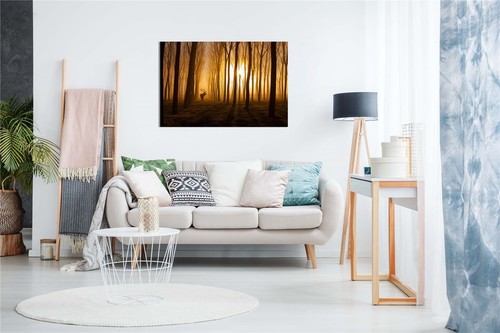 Deer in Golden Forest Wildlife Framed Canvas Print Wall Art Home Decor - Picture 3 of 6