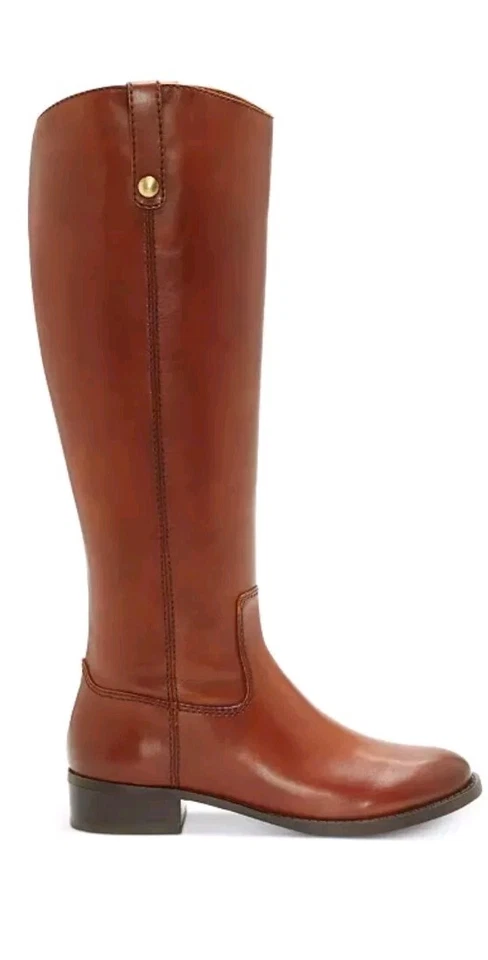 INC 女式米色 Fawne 圆头拉链皮靴鞋 7M 宽小腿 全新带盒 — 第 2/4 张图片