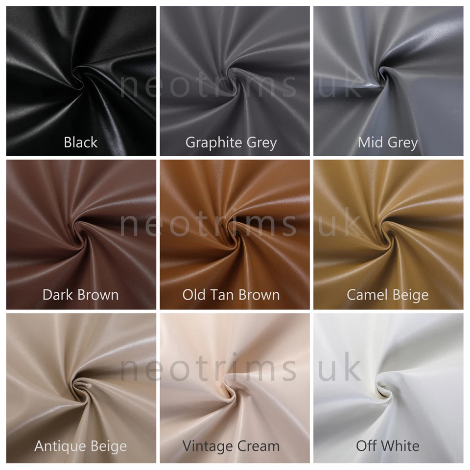 Faux Leather Fabric Smooth Vinyl Leatherette Light Upholstery Crafts Material - Image 3 of 4