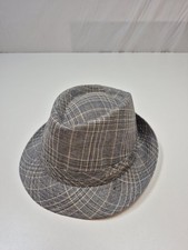 Stetson Fedora Hat Trilby Fitted Mens XL Blue Plaid Wool Linen Lined STC10-NAVY4
