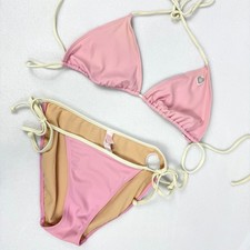 Victoria's Secret Pink String Bikini Swimsuit Top Bottom Heart Cutout Detail S/M