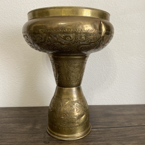 "Antiguo tambor de pátina de latón cobre en relieve vintage 13"" Darbuka Doumbek" - Imagen 4 de 24