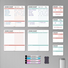 Magnetic Chore Chart for Kids Multiple Kids, Dry Erase Fridge Chore Board, In...