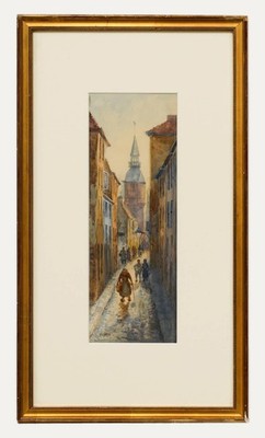 Charles John de Lacy (1856-1936) - Gerahmtes Aquarell, Eine Straße In Ostende.