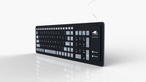 Lightweight USB Wired Roll-up Keyboard - Waterproof Black & Grey Silicone Design - Picture 9 of 9