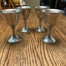 4 Vtg 1960s Stieff Pewter P56  Fluted Footed Glasses
