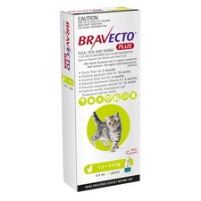 Bravecto Plus For Cats and Kittens Green 1.2 > 2.8KG 1 PACK